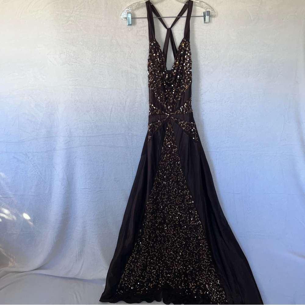 Vintage Chocolate Gown with Gold Sequins🤎Supporting Animal Shelters